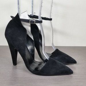 CALVIN KLEIN 205W39NYC Leititia Sandals, Black Suede, Womens Size 9.5 / 39.5